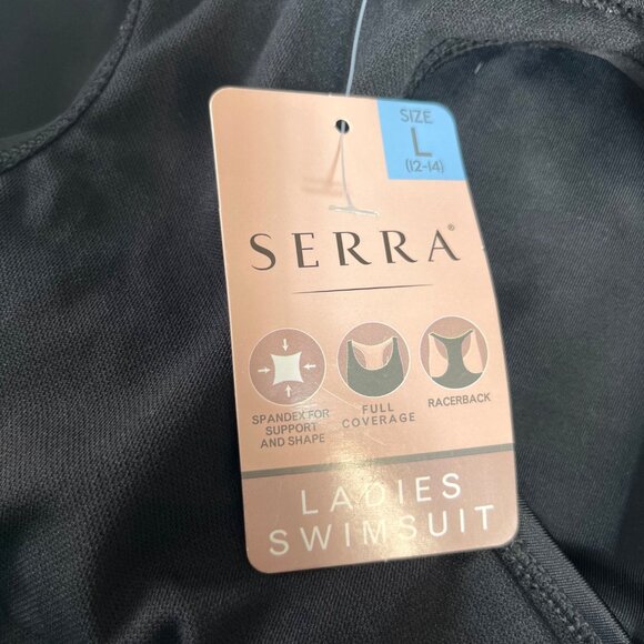 Serra One Piece Swimsuit Womens Large Black New Racerback - Picture 9 of 9